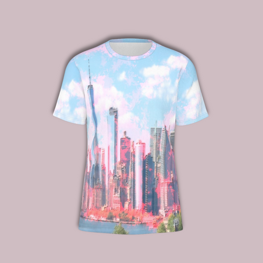 Men's NYC Skyline O-Neck 100% Cotton T-Shirt